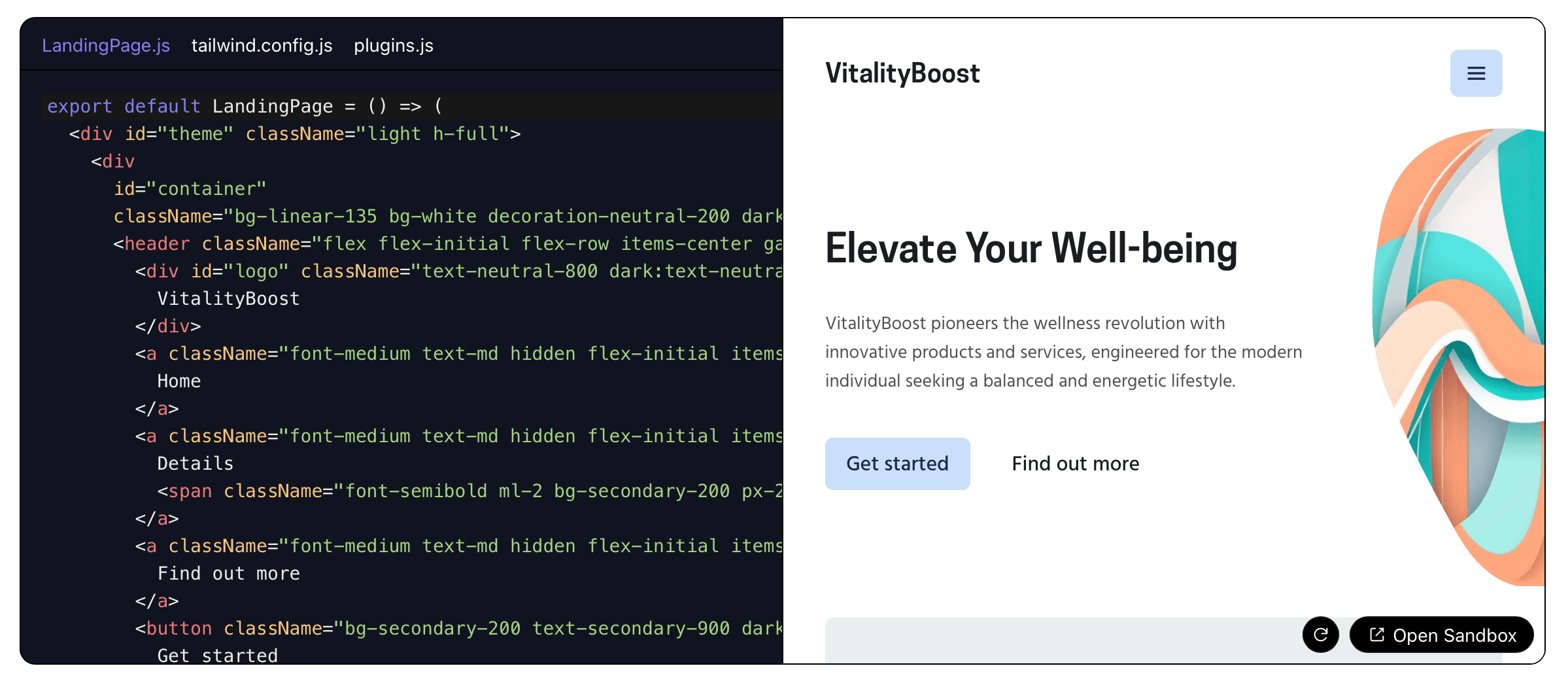 Web site code generated in Duotone