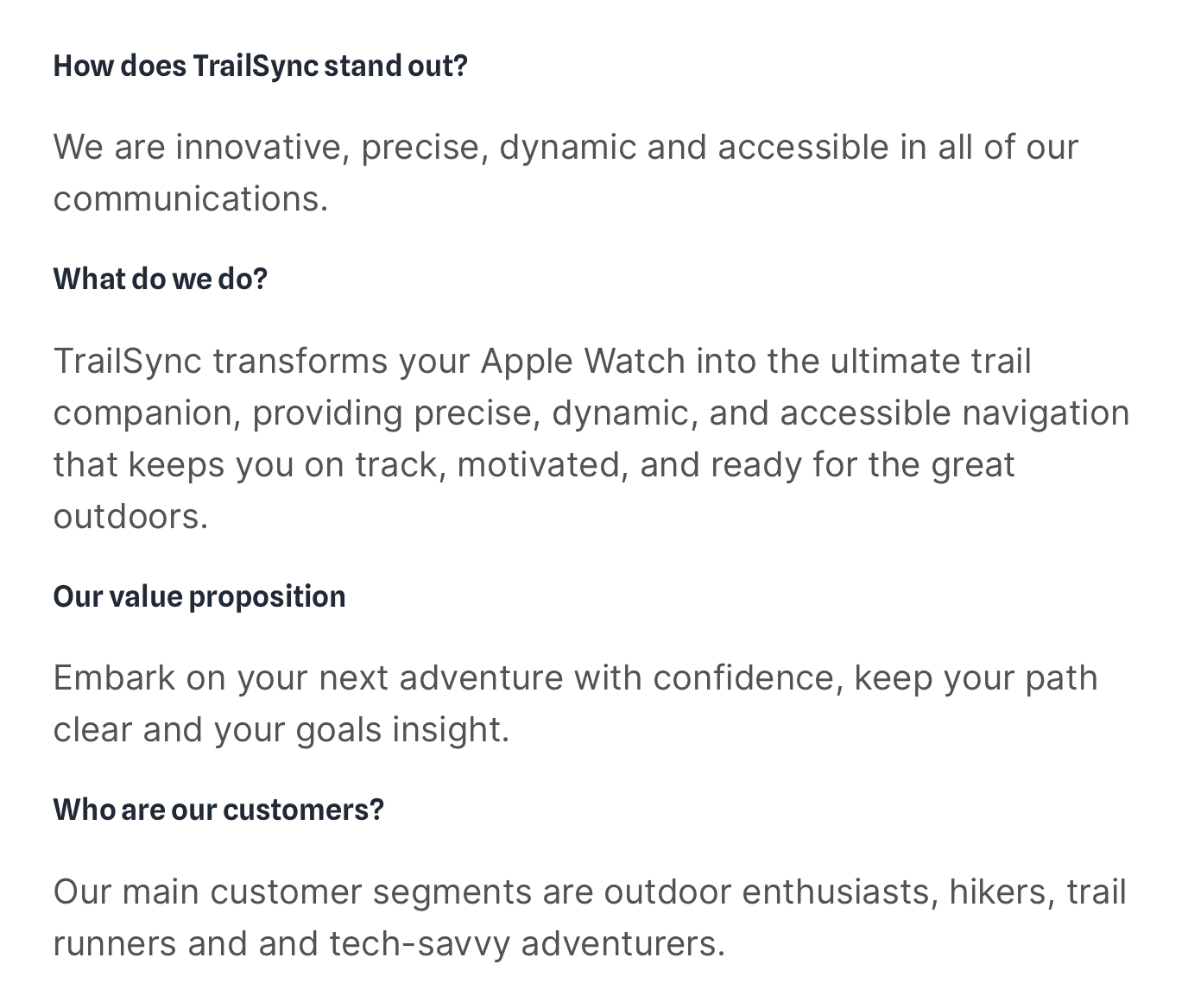 Trail Sync brand attributes